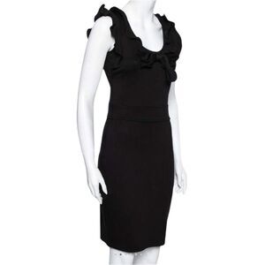 NWT $495 RED Valentino Black Knit Bow Detail Ruffle Trimmed Dress. Medium